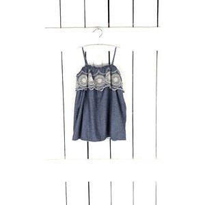 Baby Gap blue cotton crochet embroidered baby doll top dress 3 years toddler